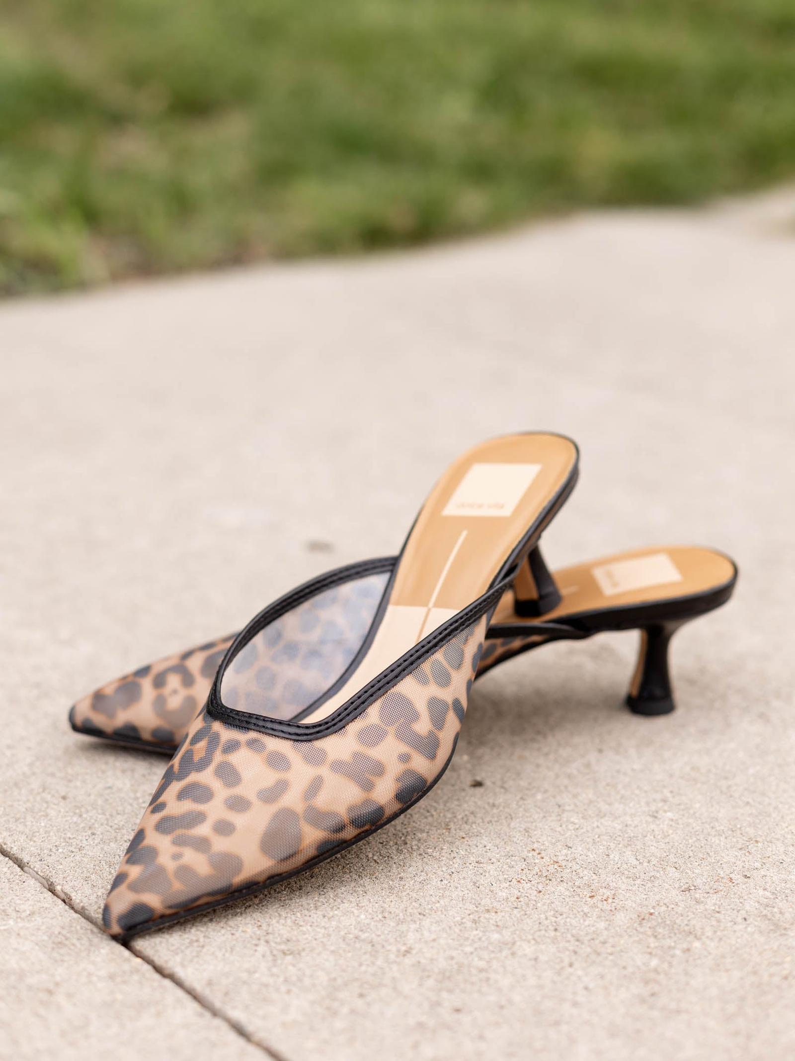 beki leopard mesh sculptural heel dress sandals Cleo Heels in Dark Leopard Mesh | Size 10