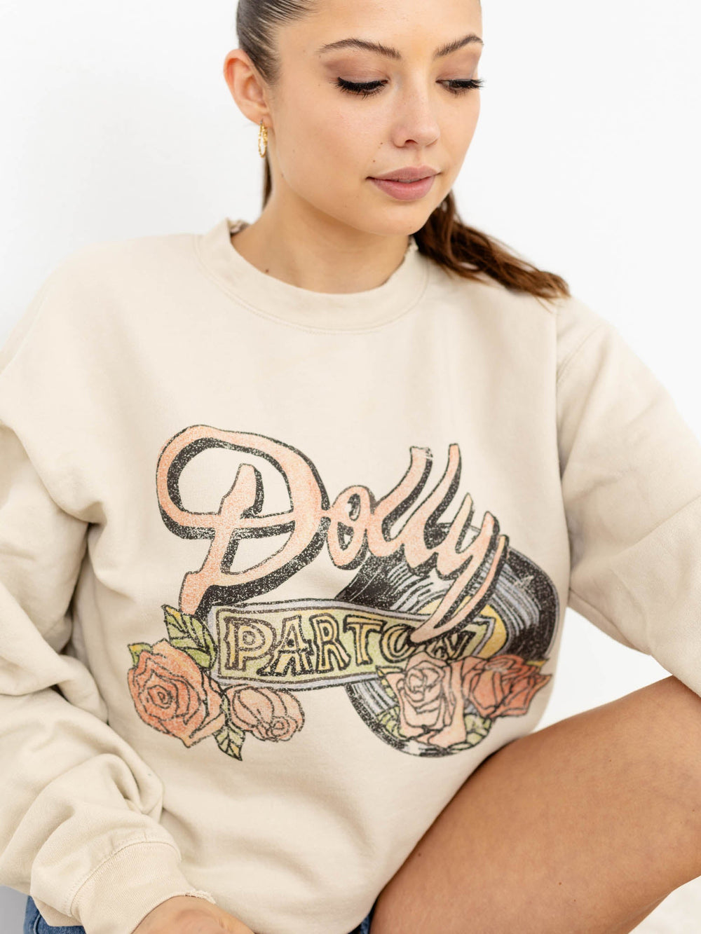 Dolly Parton Rose Record Graphic SweatshirtScreen tees