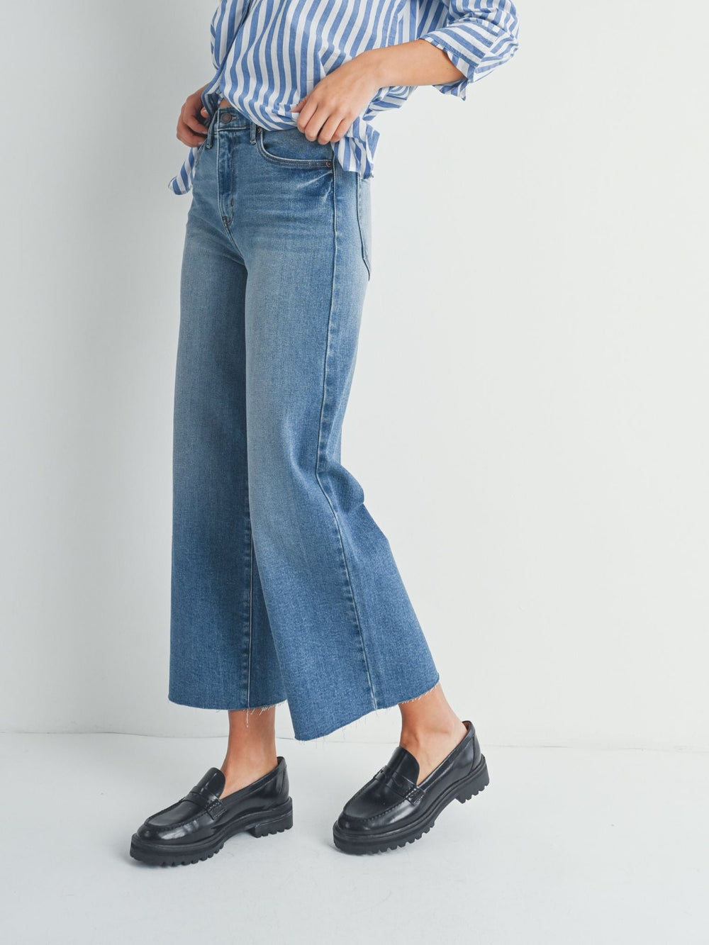 Just Black Medium Denim Scissor Cut Wide LegDenim jeans