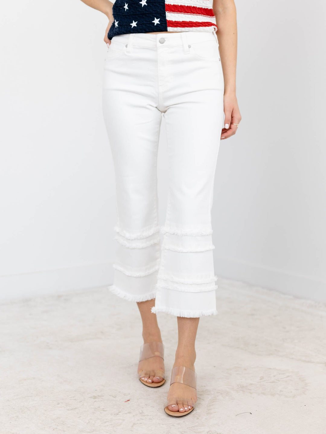 Liverpool Bone White Hannah Crop FlareDenim jeans