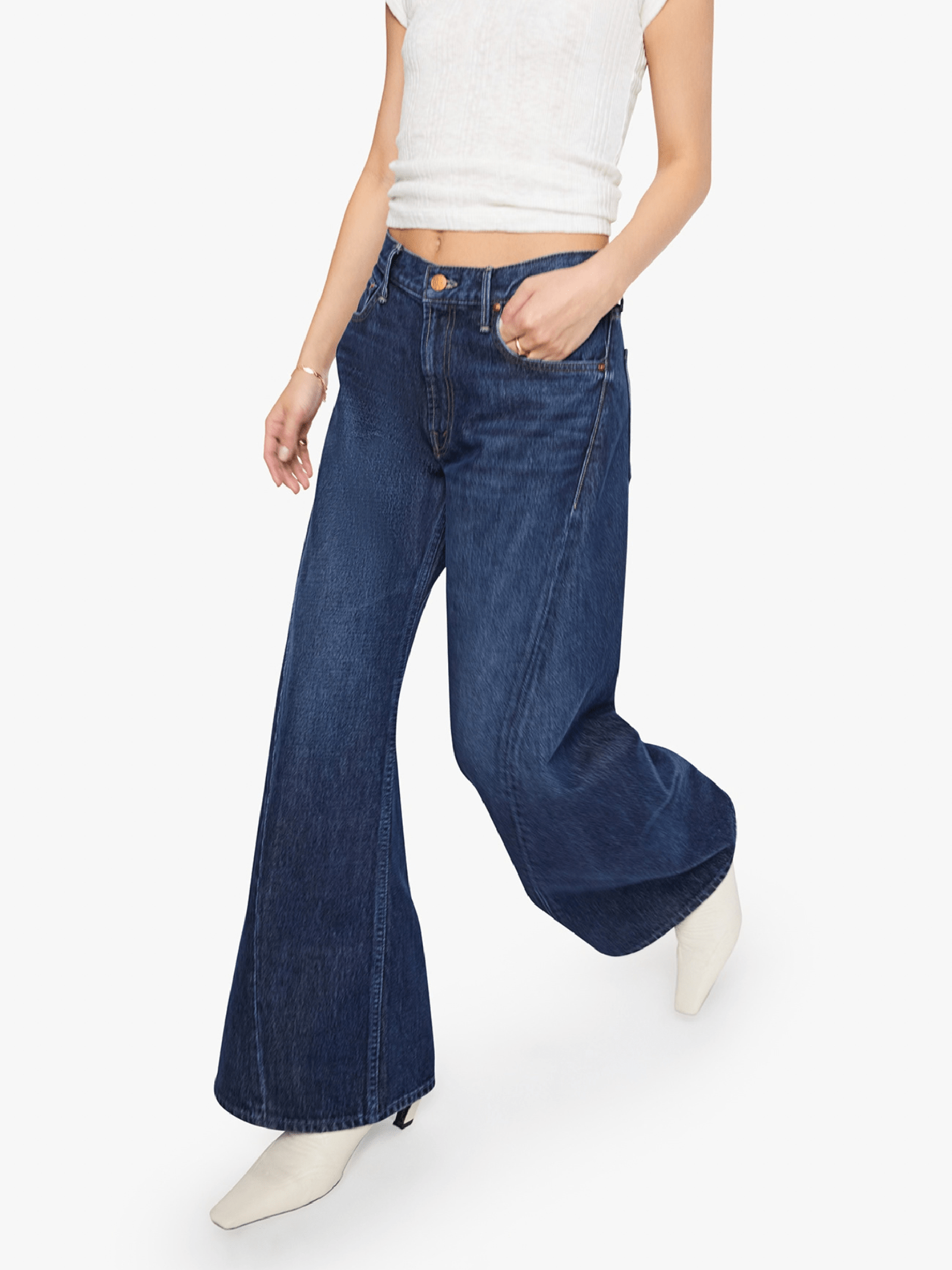MOTHER Lil Lemon Twist Sneak Wide Leg Jeans | Fresh Squeezed