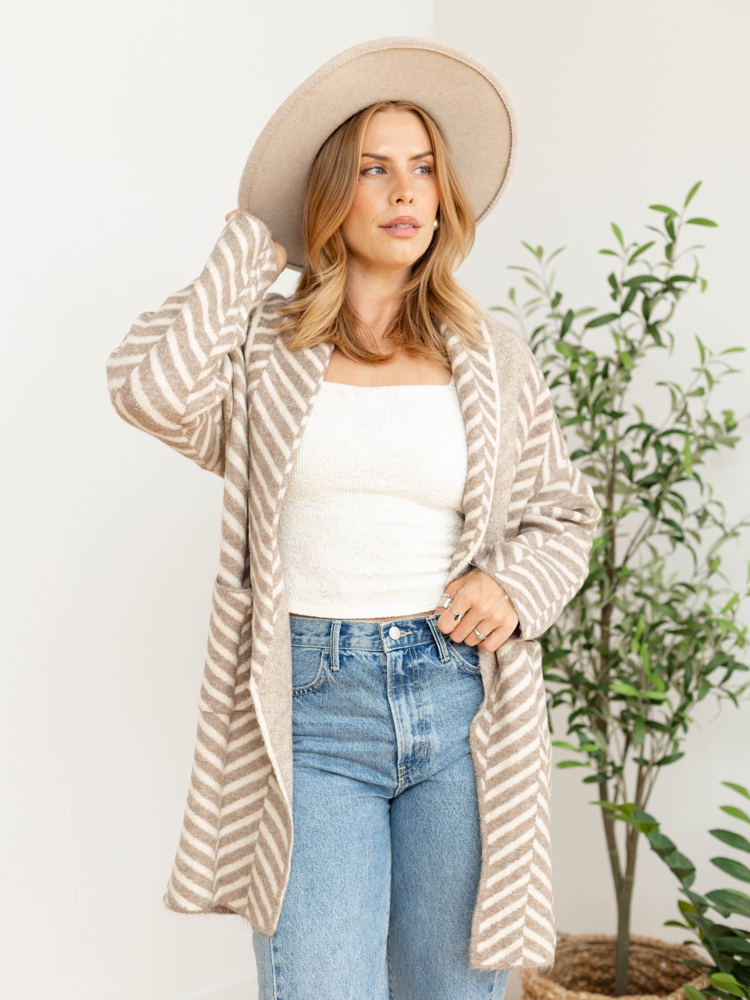 PINCH Diagonal Stripe Pattern Cardigan – Leela and Lavender
