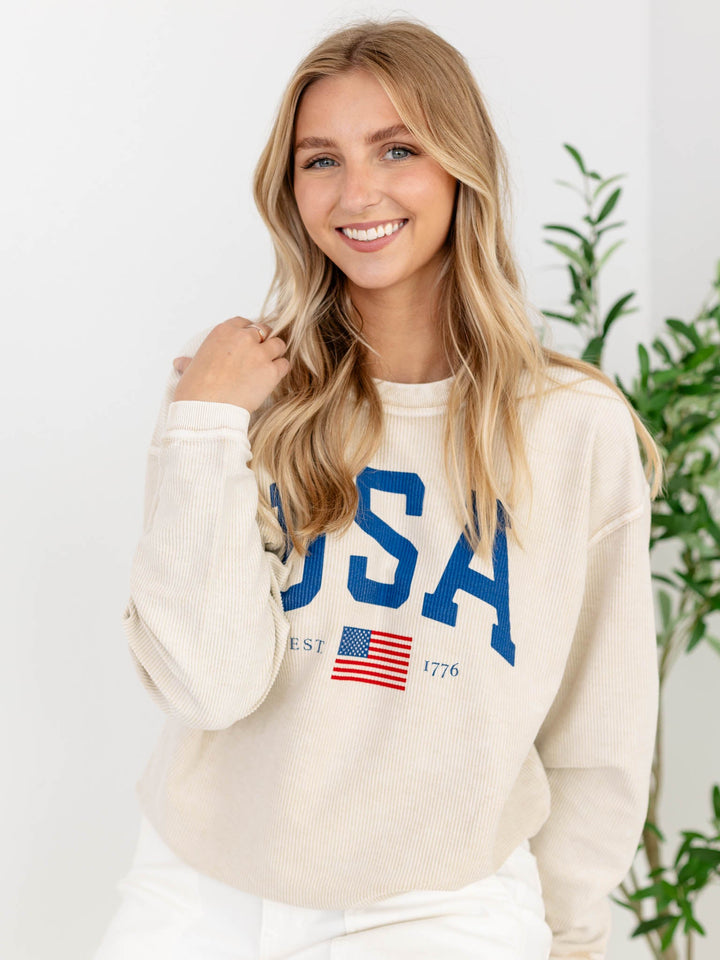 USA Est.1776 Thermal Vintage PulloverScreen tees