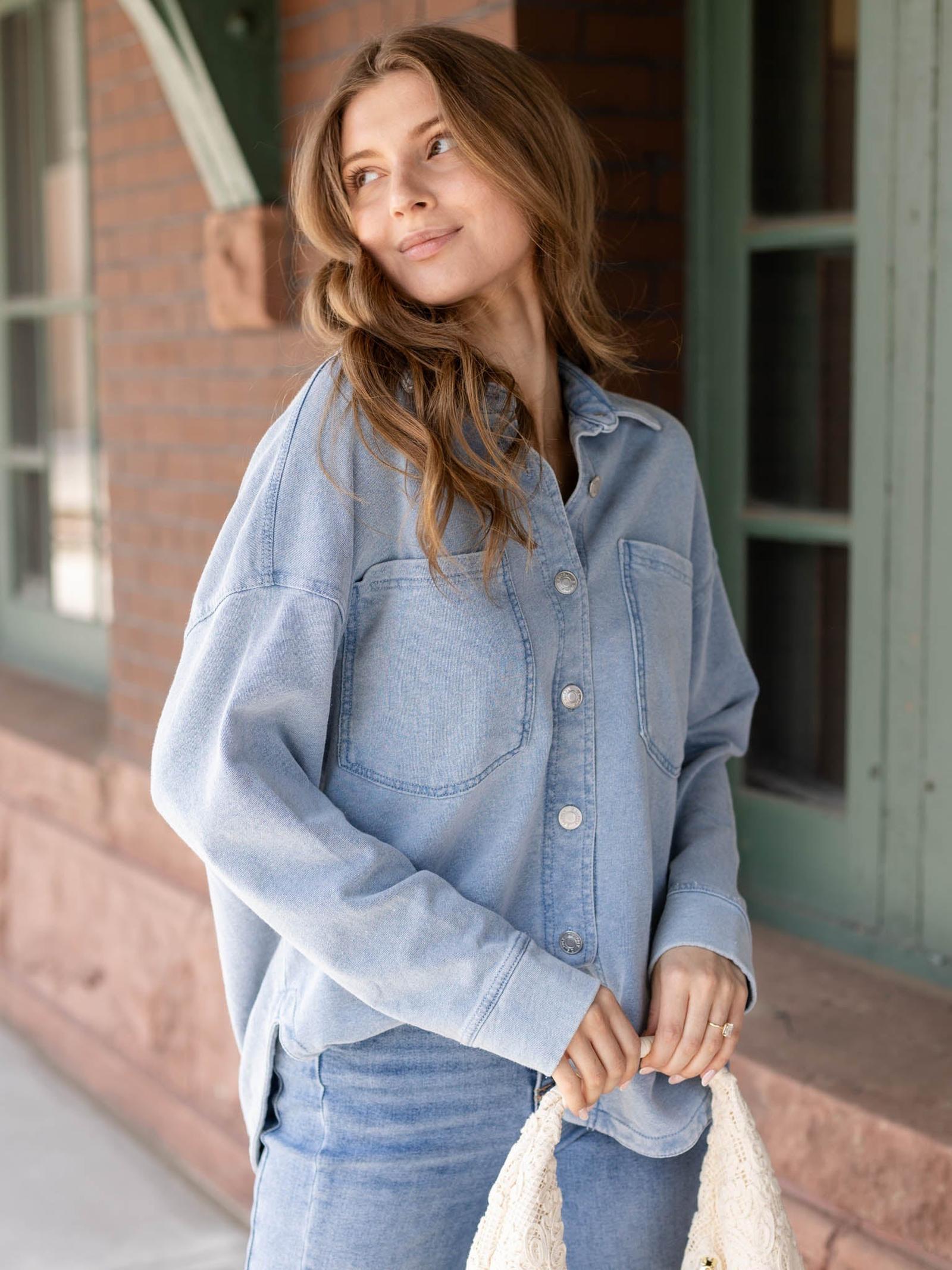 Z Supply Classic All Day Knit Denim Jacket | Leela and Lavender