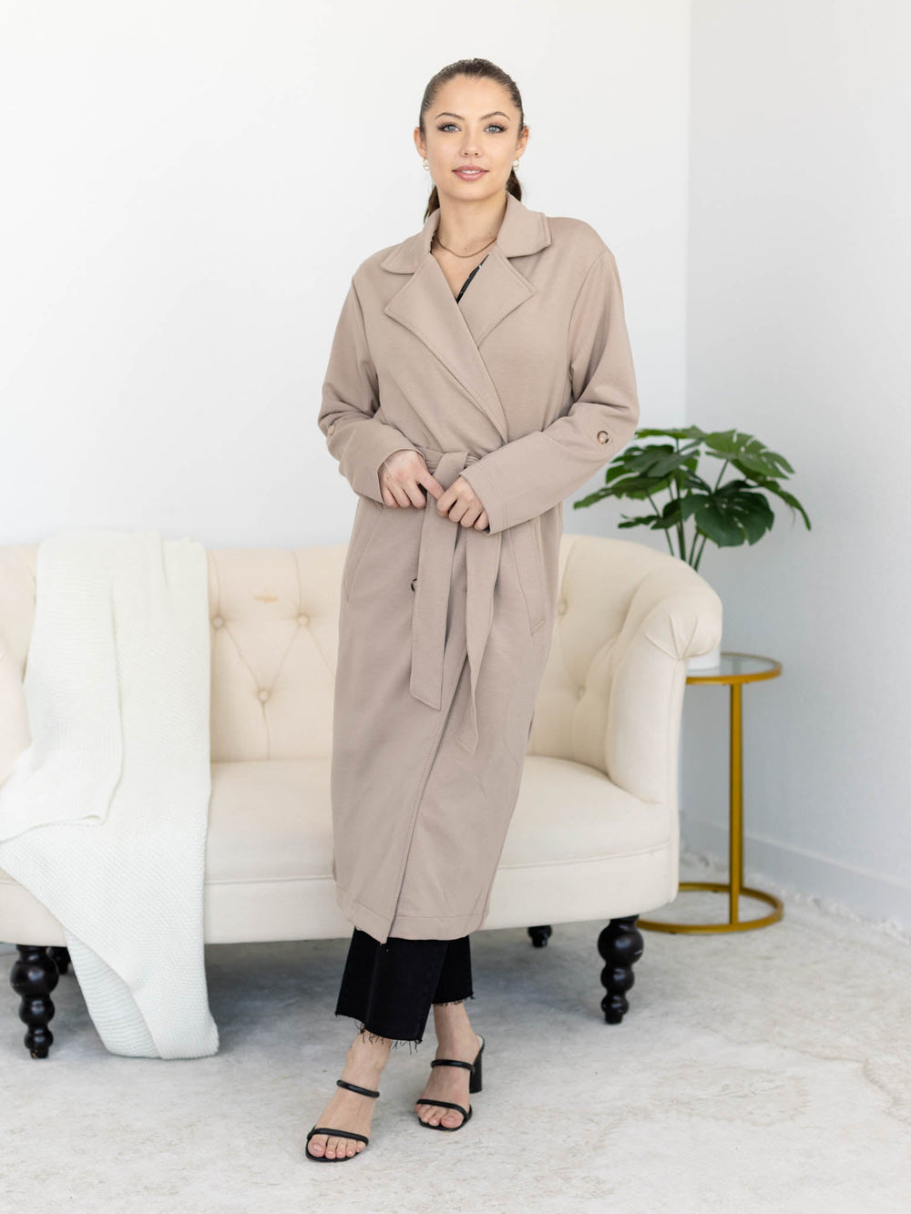 DEX Double Breasted Knit Trench JacketOuterwear