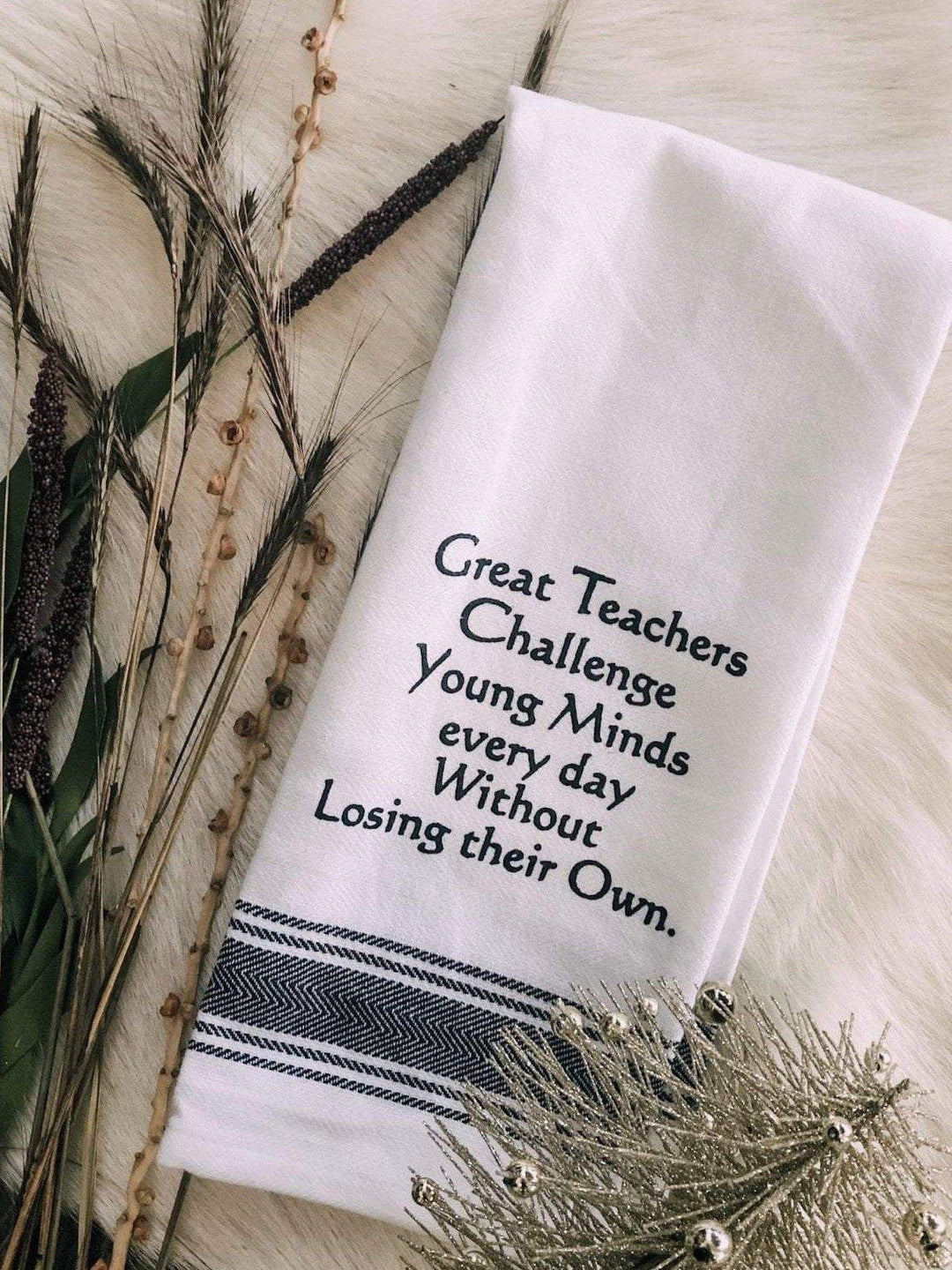 Wild Hare Designs-Great Teachers Challenge Minds Dish Towel - Leela and Lavender