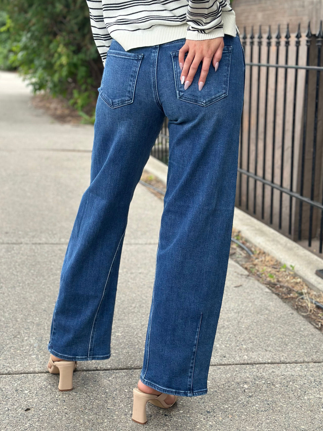 RISEN Dark Denim Slouchy Barrel Jean
