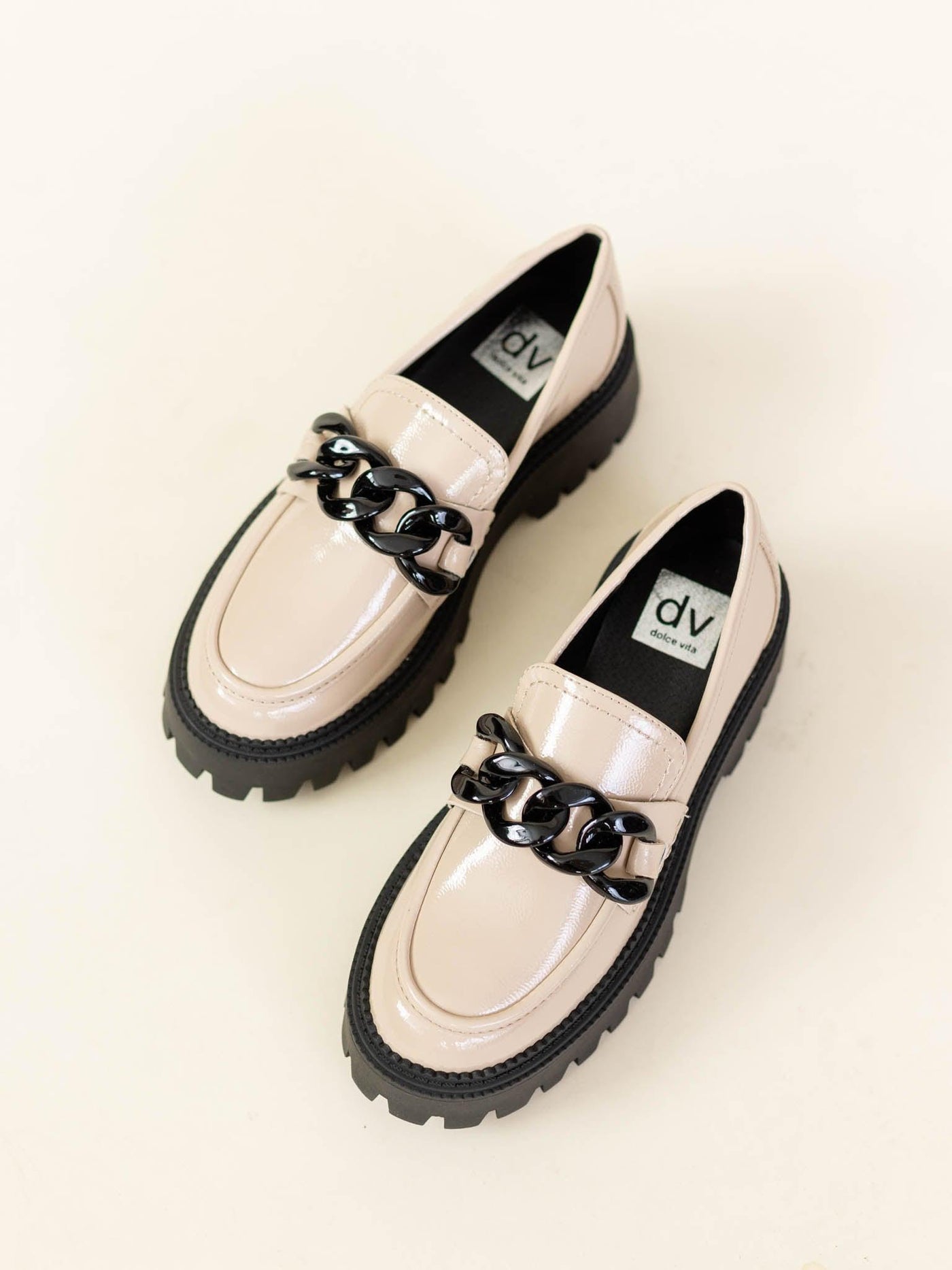 cream black loafer