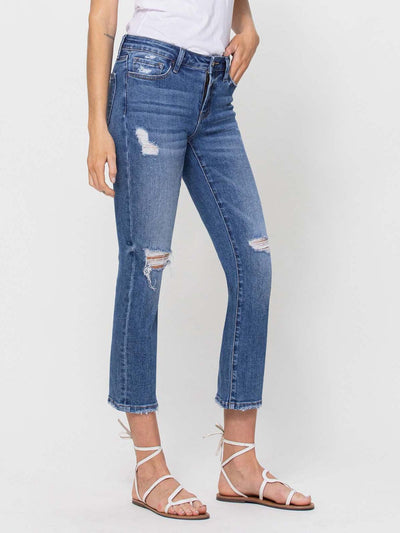 cropped distressed denim