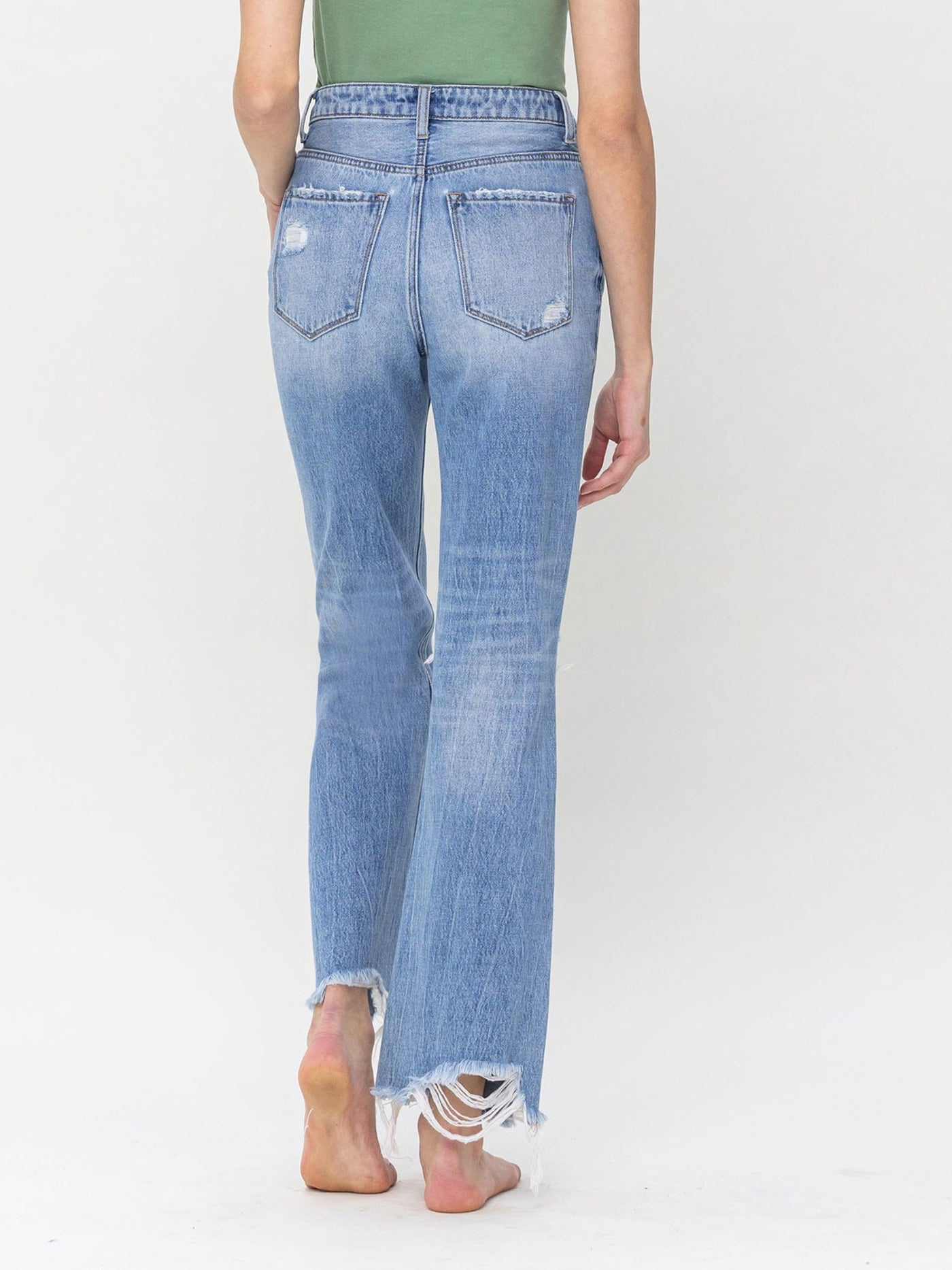 heavy frayed flare denim
