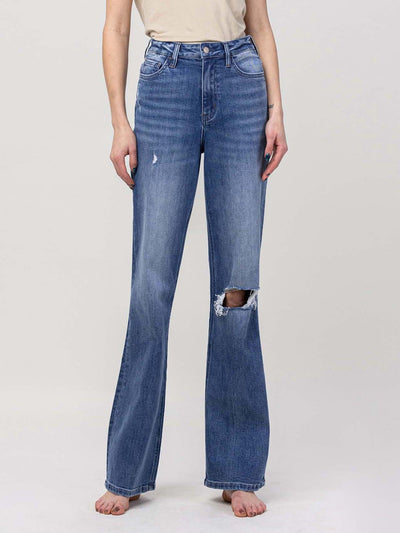 high rise dark denim