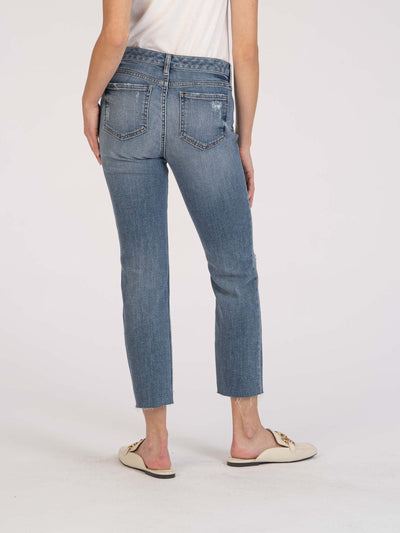 distressed slim straight denim