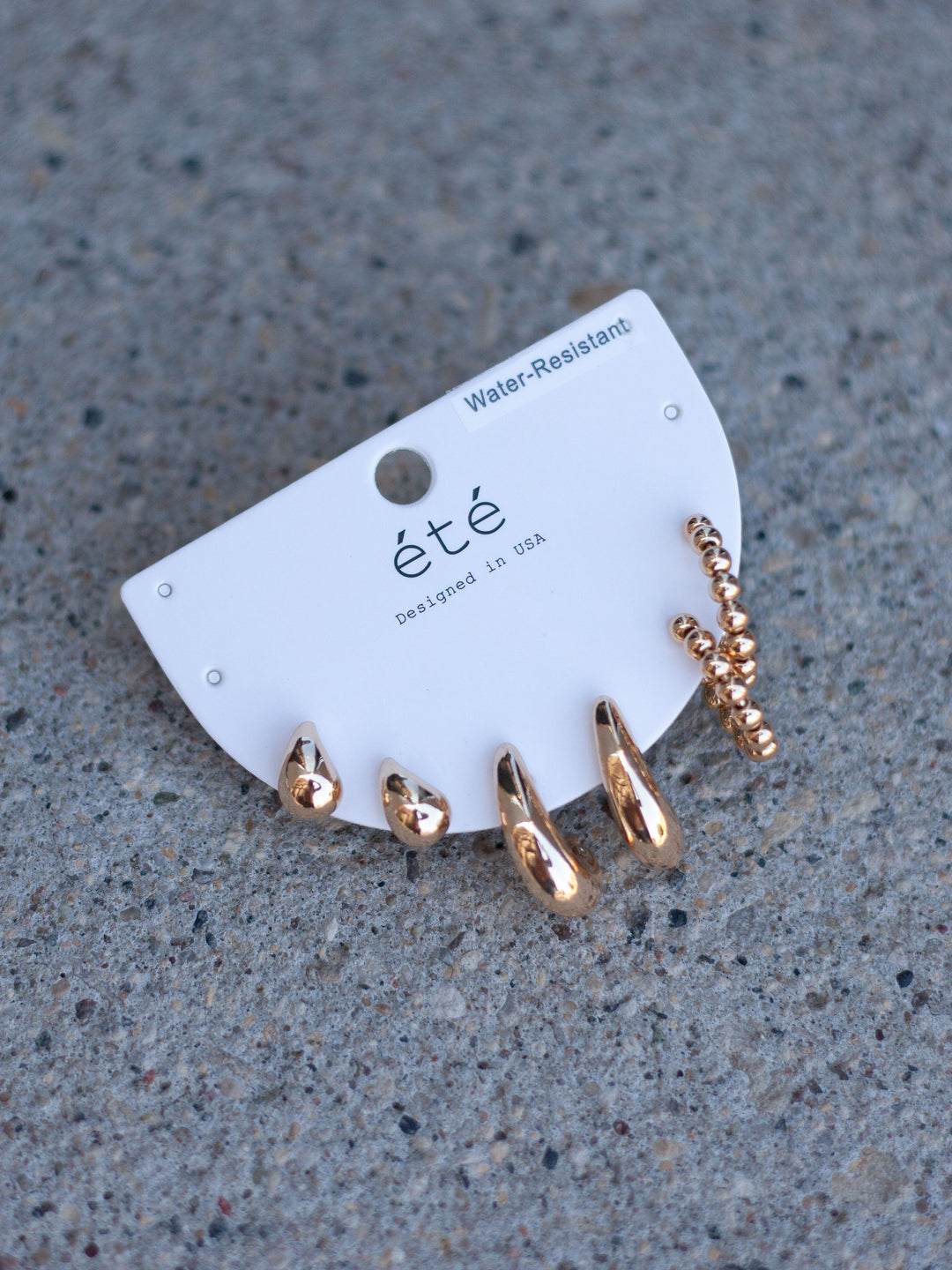 Water Resistant Teardrop and Huggie Set of Hoop Earrings