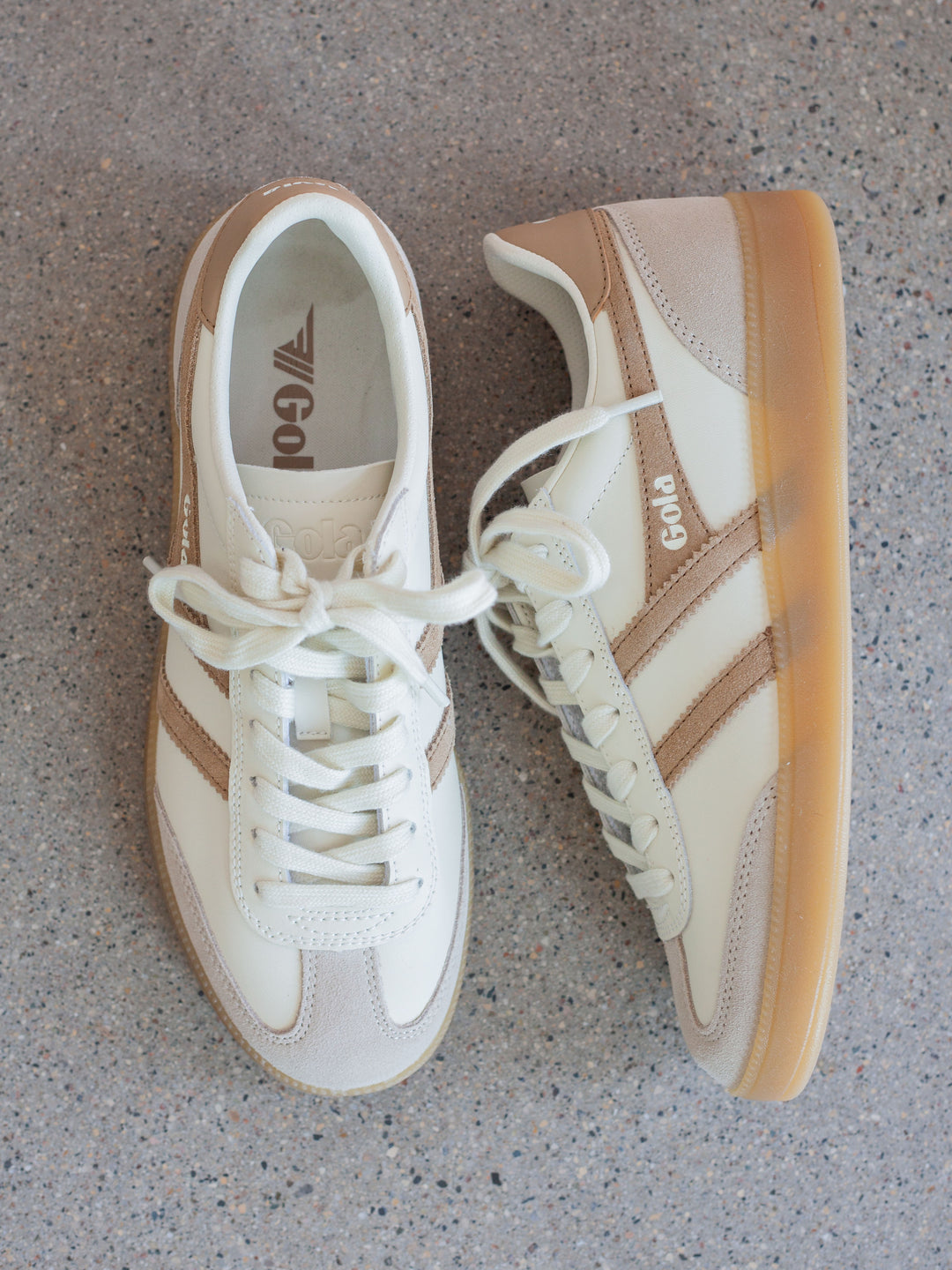 Gola Viper Leather Sneaker - Off White/Bone/Light Caramel/Gum