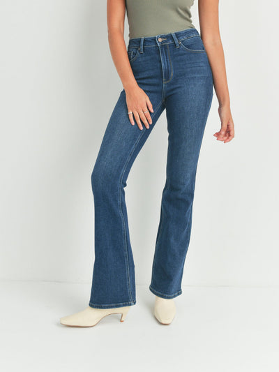high rise dark denim