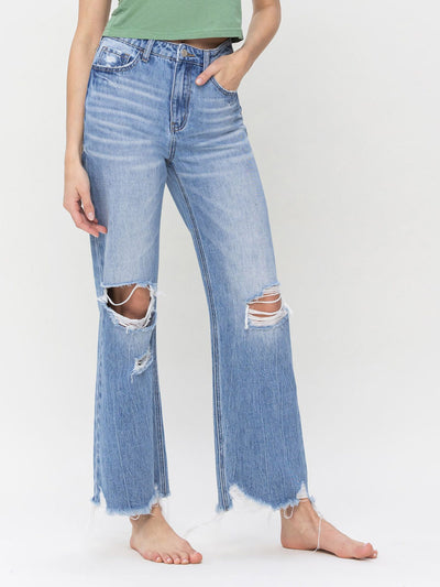 distressed flare denim