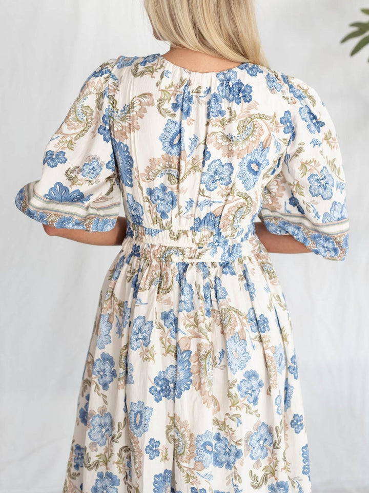 puff sleeve floral dress
