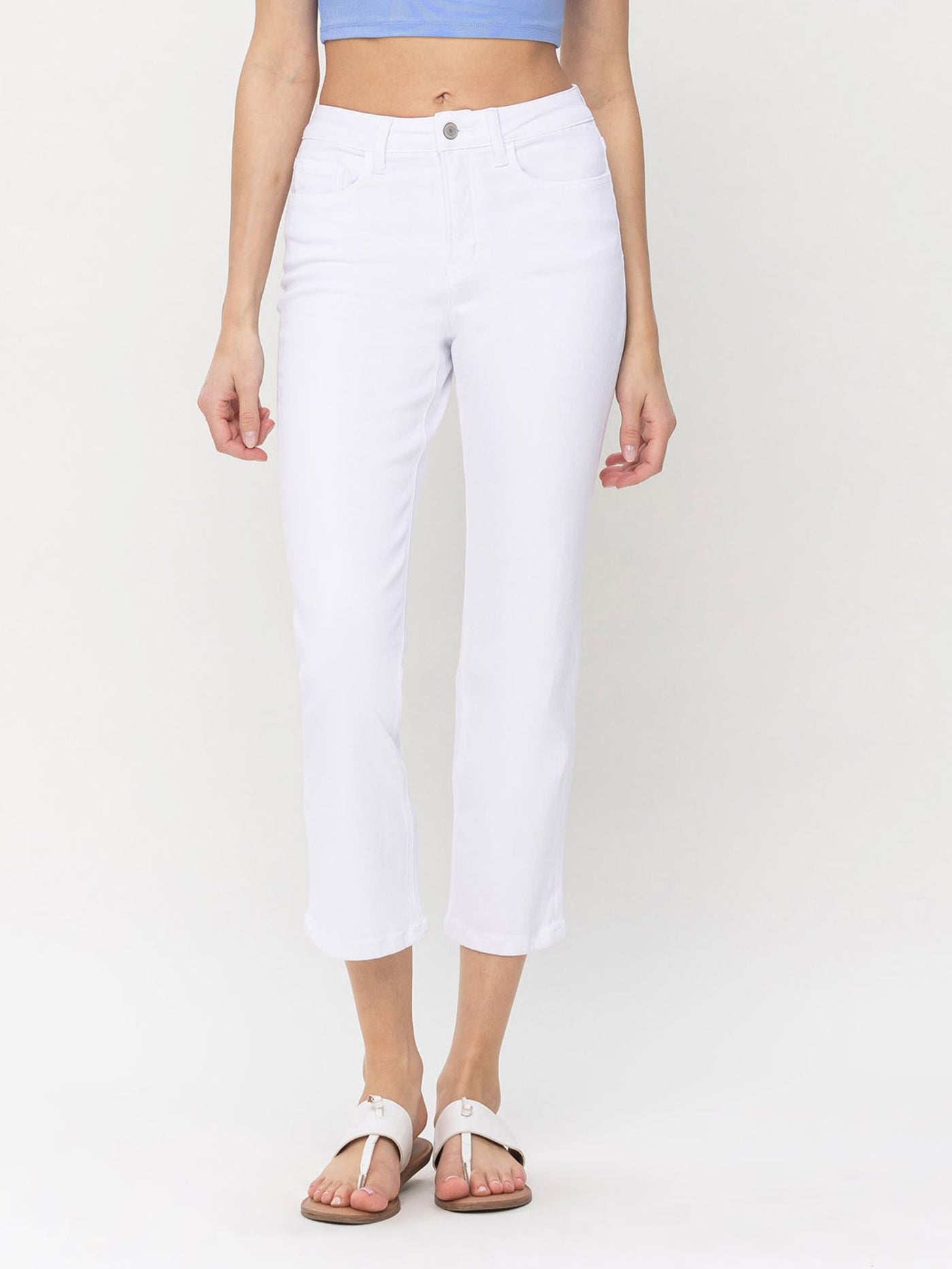 slim straight white denim