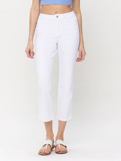 slim straight white denim
