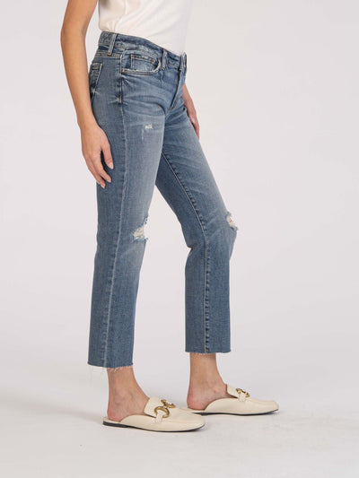 shredded straight denim