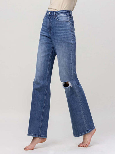 flare distressed denim