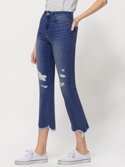 frayed hem distressed denim