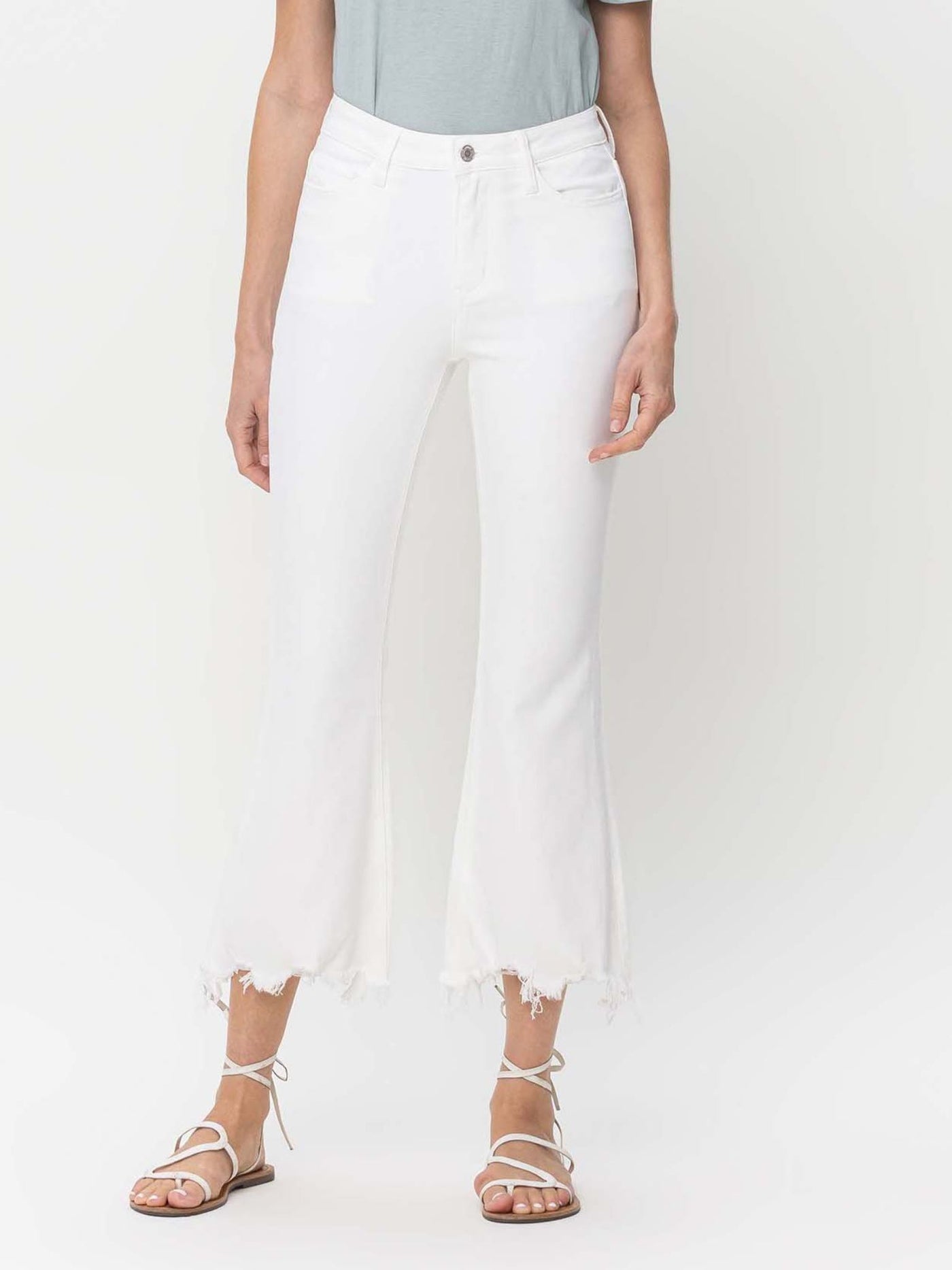 frayed hem white denim