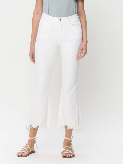 frayed hem white denim