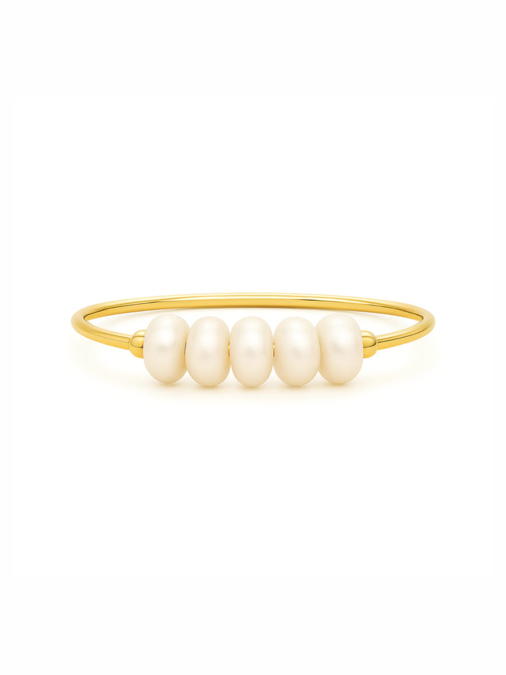 Gold bracelet with pearls on a white background