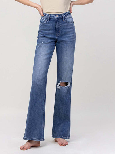 high rise flare denim