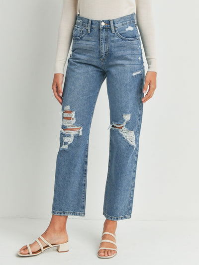distressed cropped denim