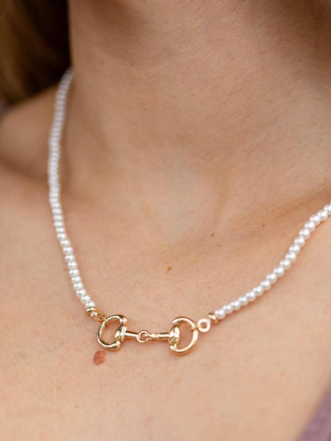 4mm Pearl Horsebit Necklace