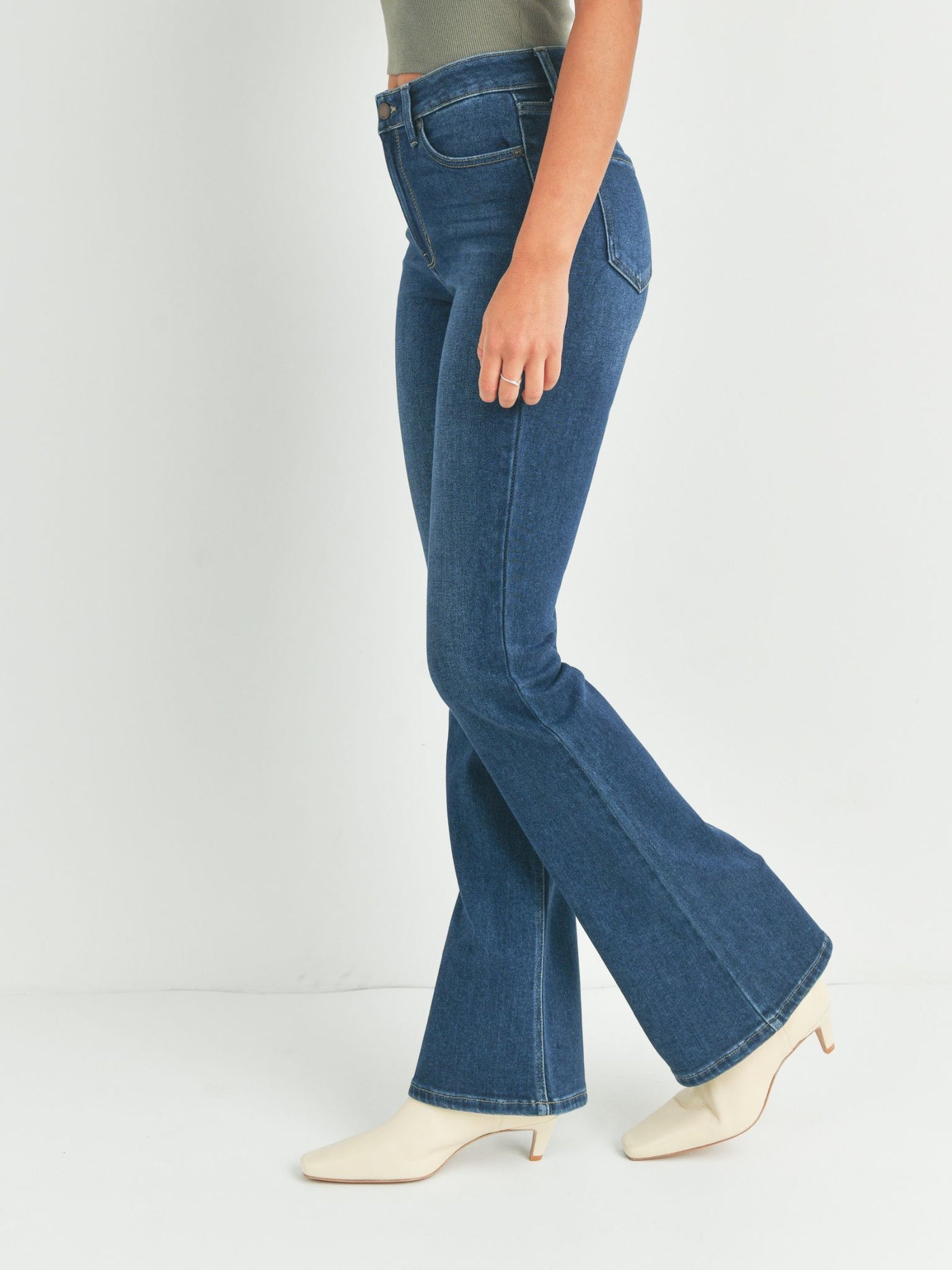 high rise flare denim
