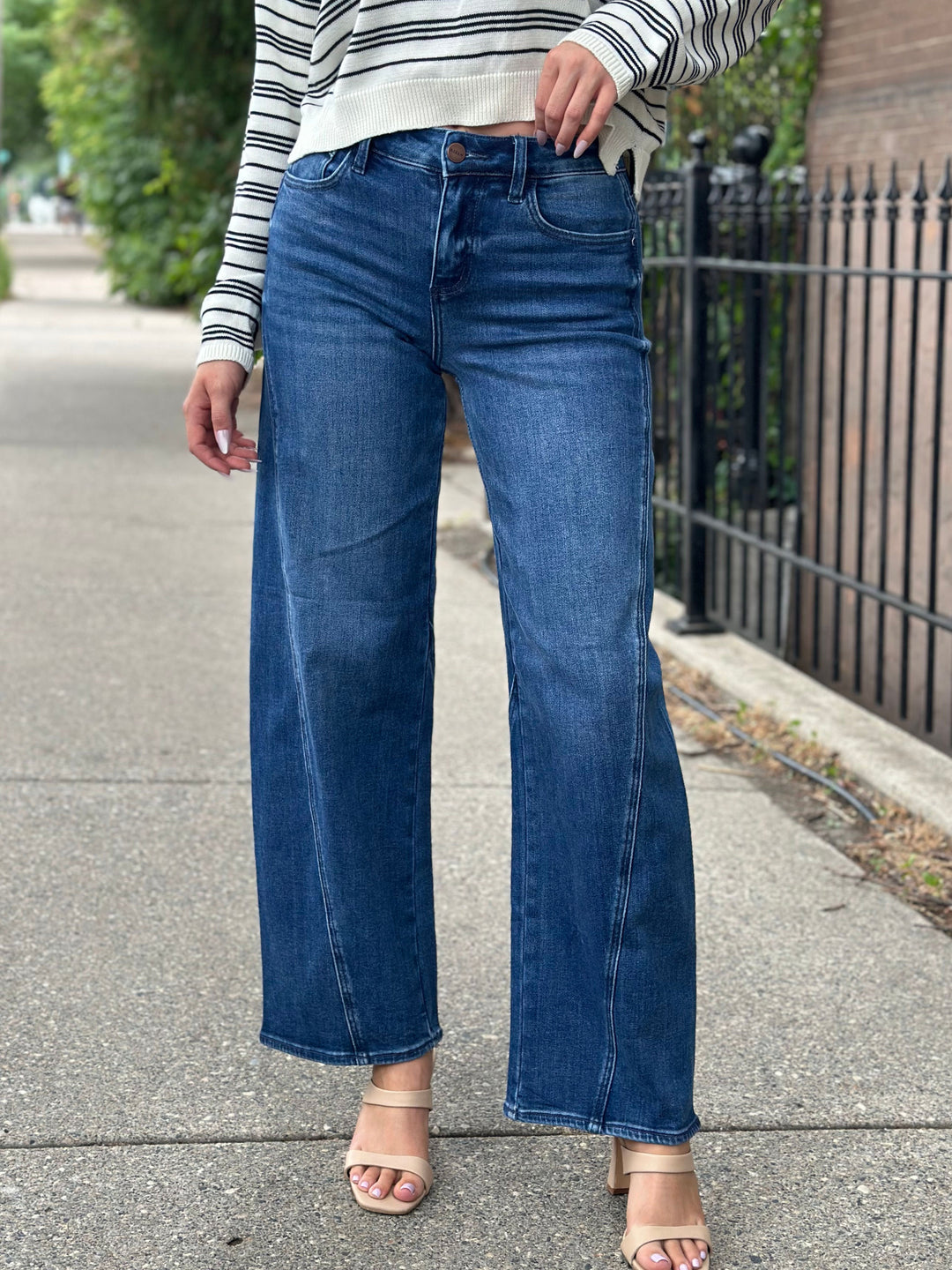 RISEN Dark Denim Slouchy Barrel Jean