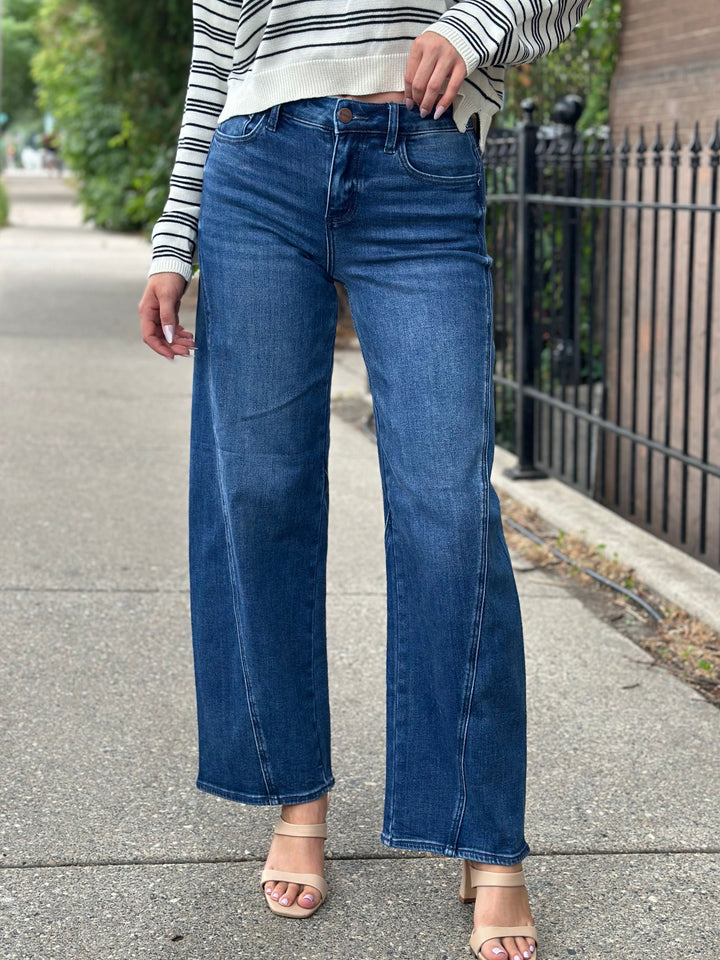 RISEN Dark Denim Slouchy Barrel Jean