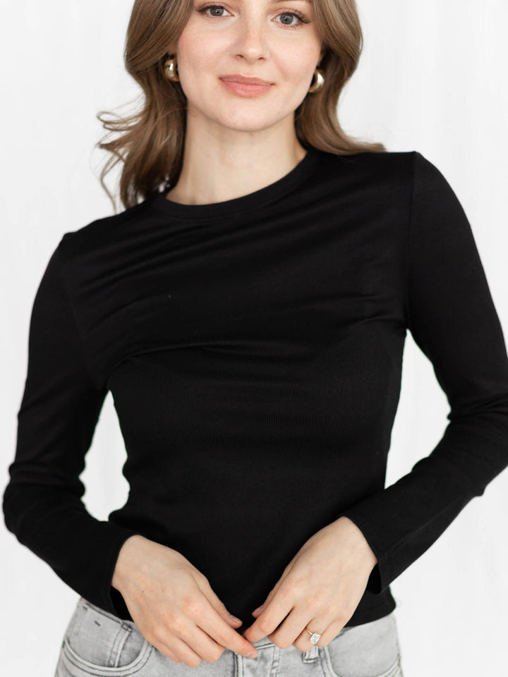 black ribbed long sleeve