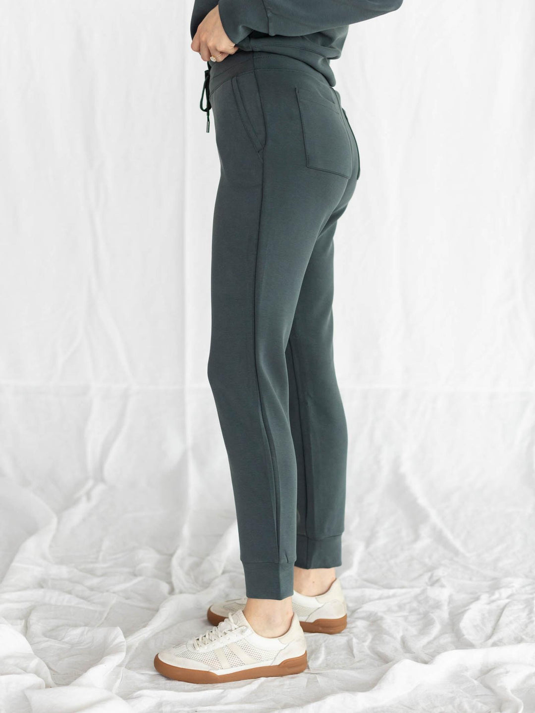 green drawstring jogger