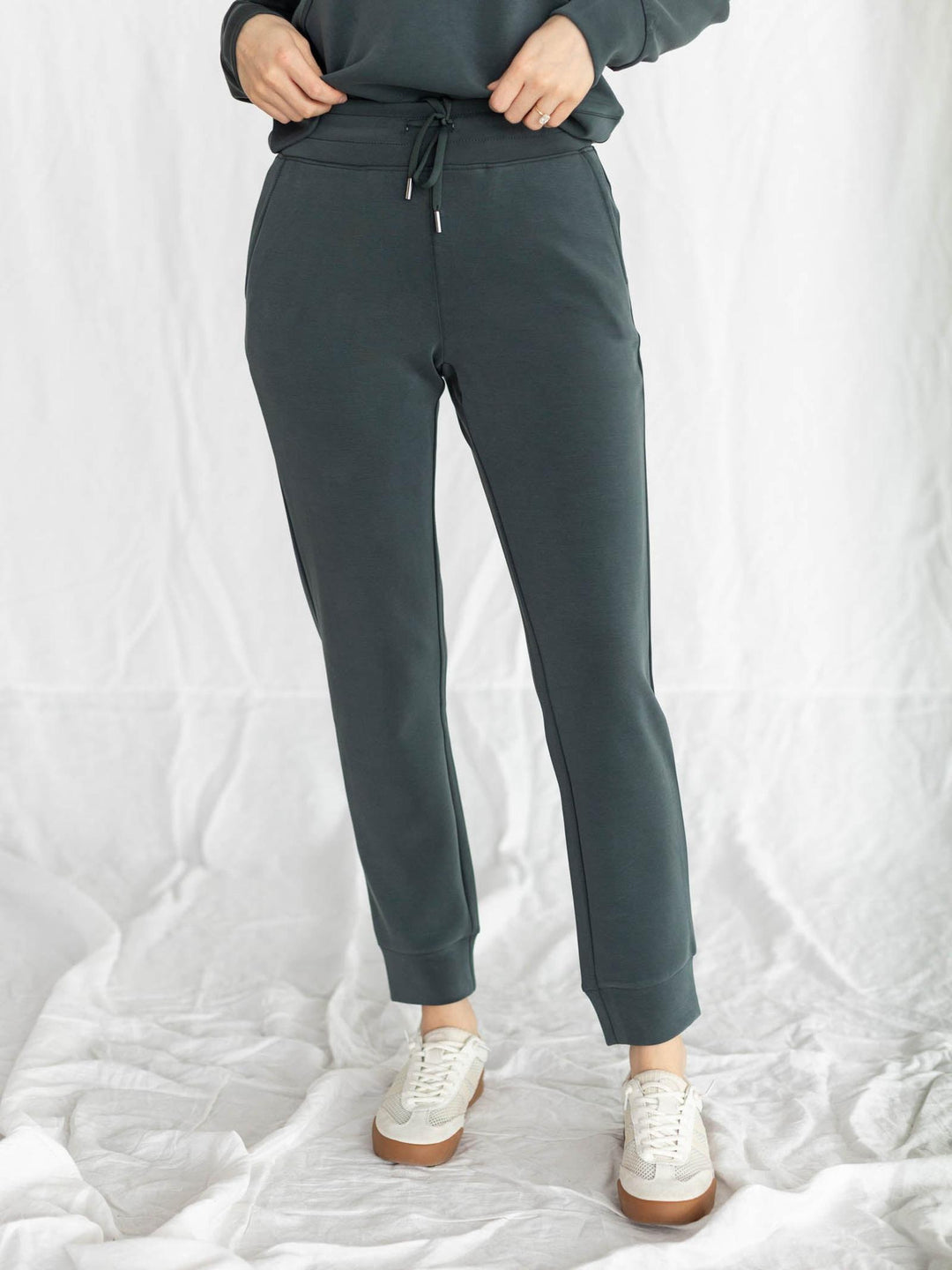 green drawstring jogger
