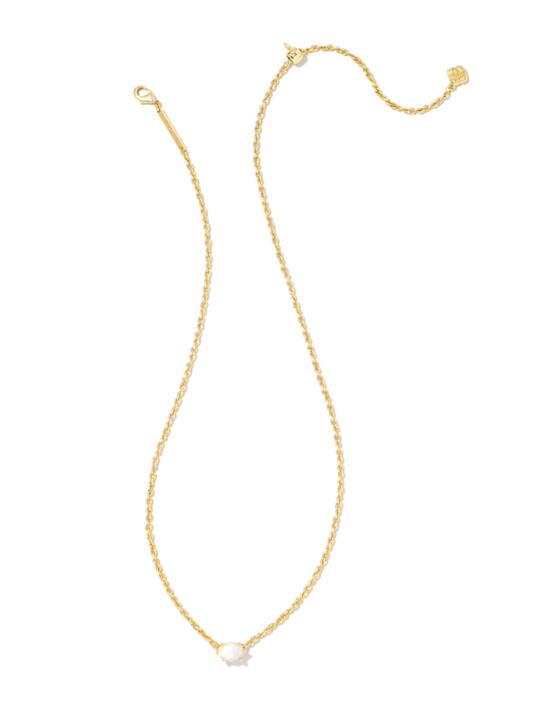A delicate gold chain necklace featuring a single white freshwater pearl pendant, displayed on a clean white background.