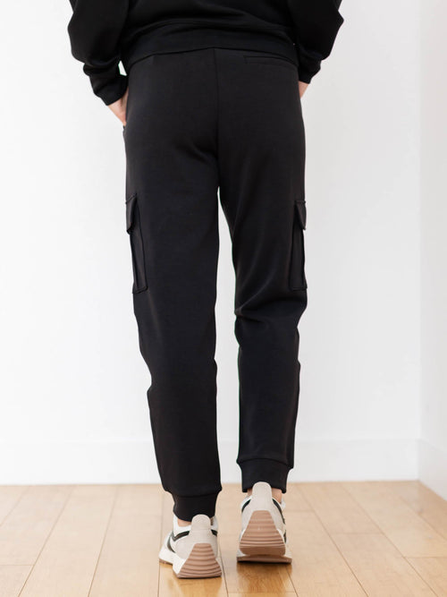 pull on black cargo joggers