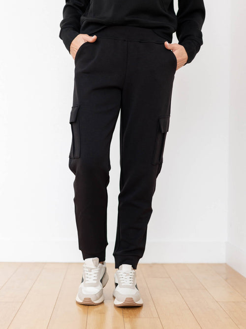 pull on black cargo joggers