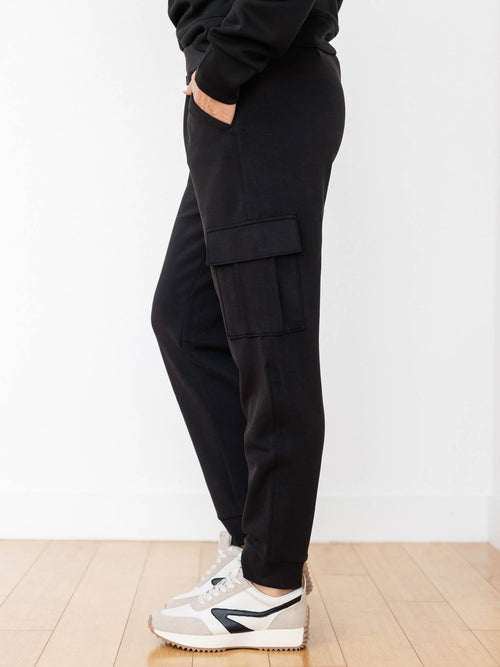 pull on black cargo joggers