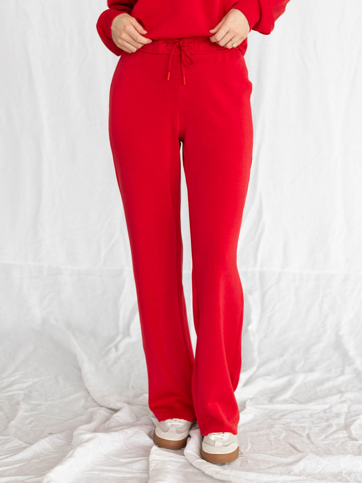 red straight leg sweatpant