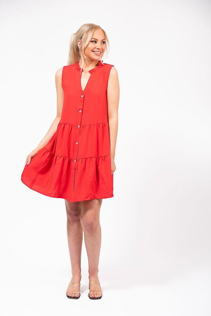 bright red dress