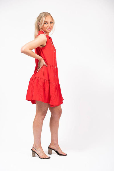 button front colored dress