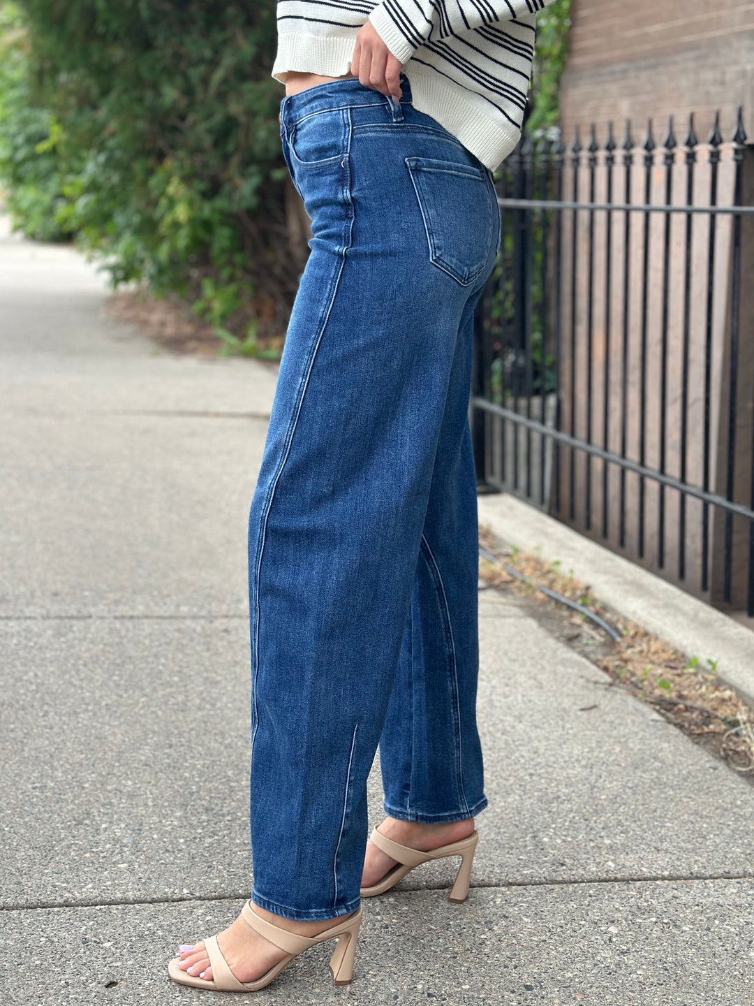 RISEN Dark Denim Slouchy Barrel Jean