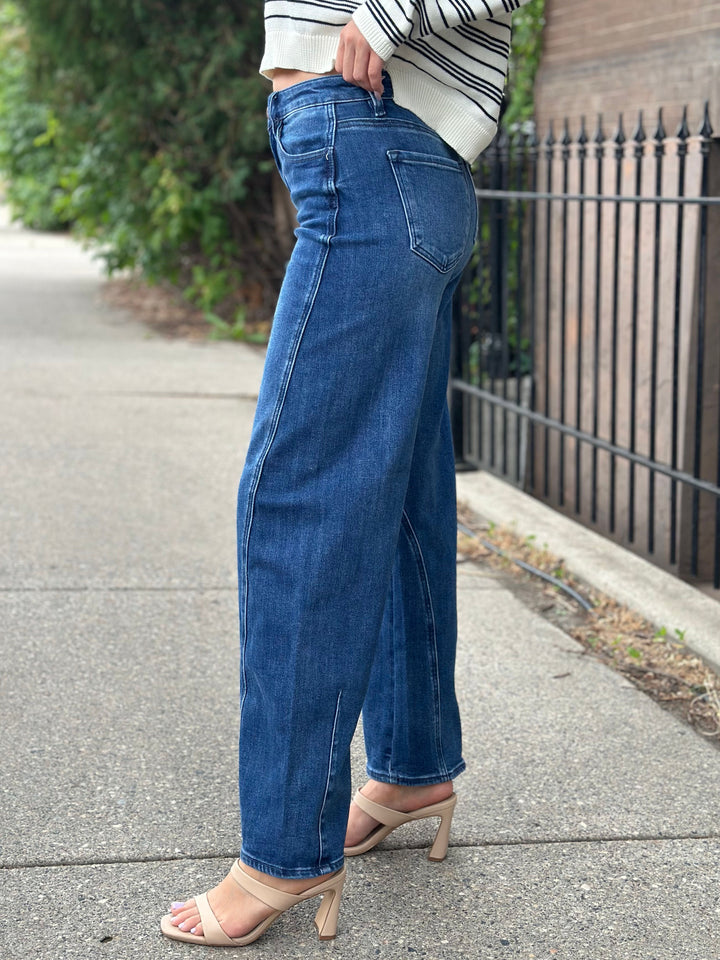 RISEN Dark Denim Slouchy Barrel Jean