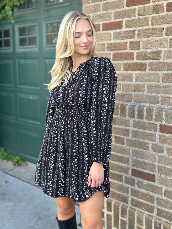 Puff Sleeve Smocked Waist Floral Dress