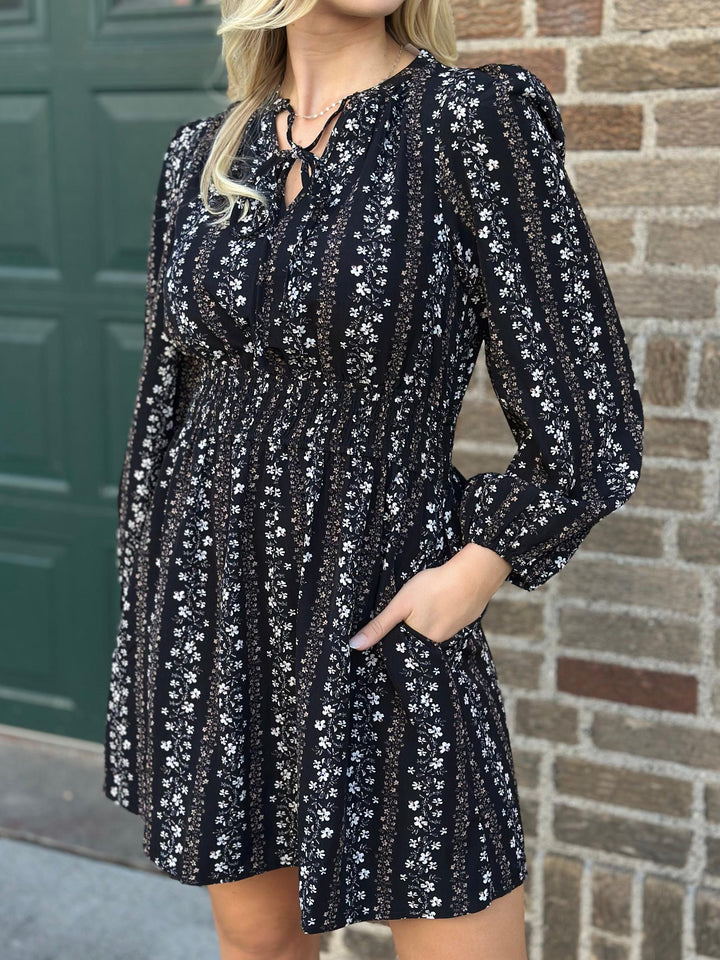 Puff Sleeve Smocked Waist Floral Dress