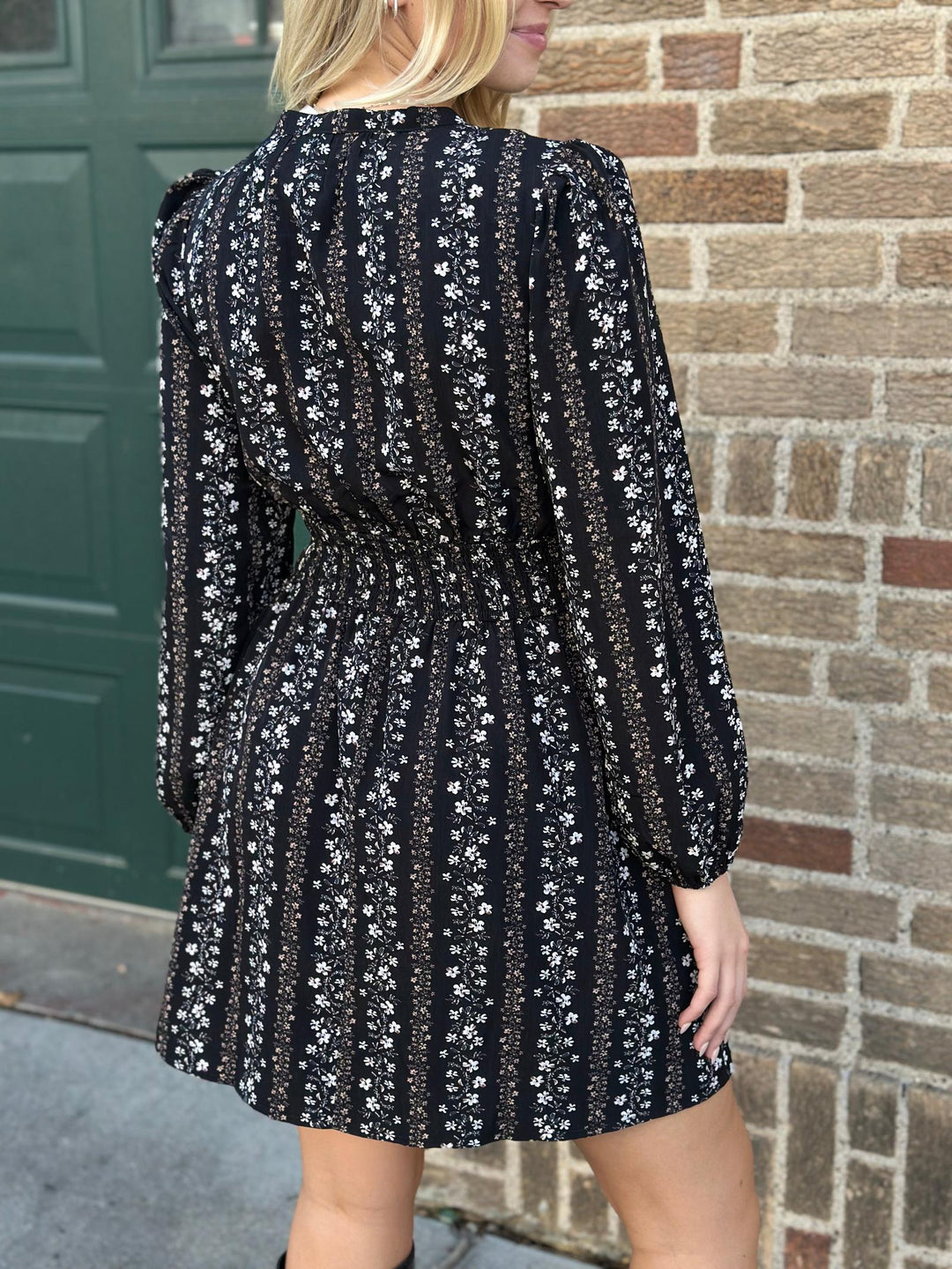 Puff Sleeve Smocked Waist Floral Dress